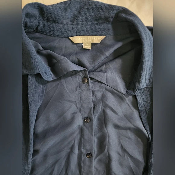 Valerie Stevens Navy Blue Blouse with attached Cardigan Long Sleeved Top - Picture 7 of 10